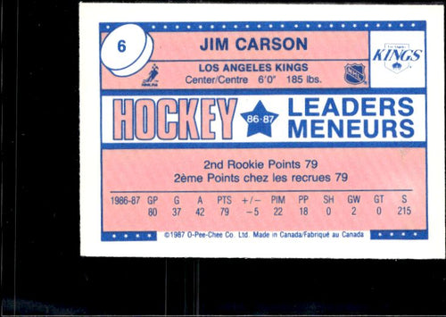 1987-88 O-Pee-Chee Minis #6 Jim Carson