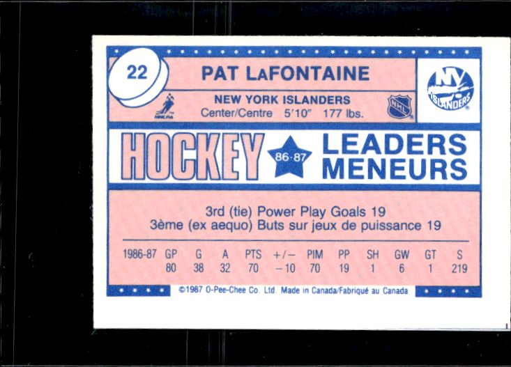 1987-88 O-Pee-Chee Minis #22 Pat LaFontaine