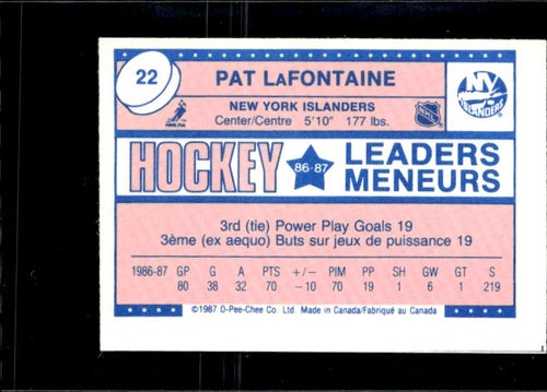 1987-88 O-Pee-Chee Minis #22 Pat LaFontaine