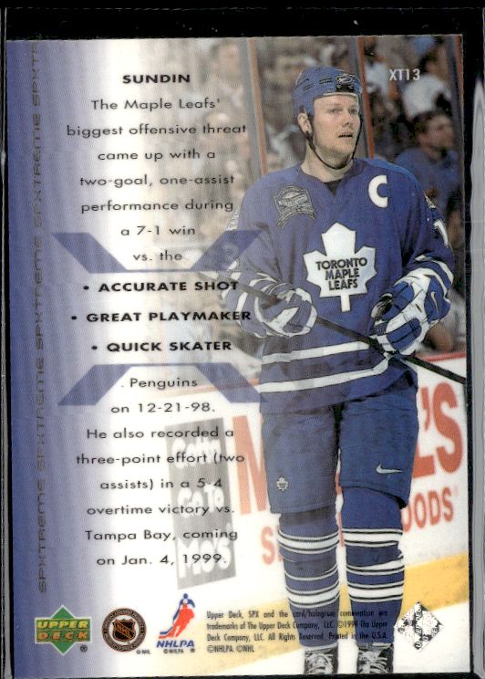 1999-00 SPx #XT13 Mats Sundin SPxtreme