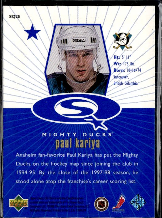 1998-99 UD Choice - StarQuest Blue #SQ25 Paul Kariya