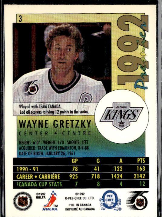 1991-92 O-Pee-Chee Premier #3 Wayne Gretzky