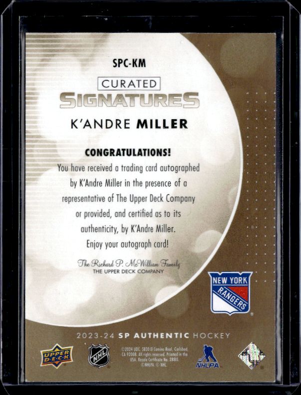 2023-24 SP Authentic #SPC-KM K'Andre Miller Curated Signatures #/99