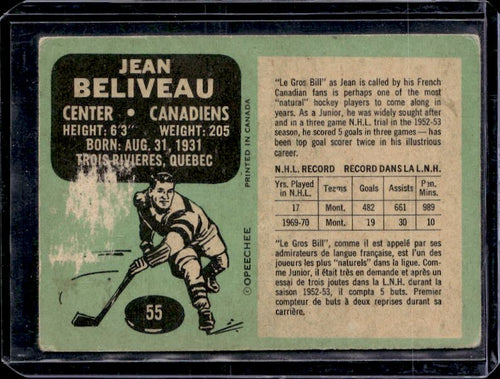1970-71 O-Pee-Chee #55 Jean Beliveau