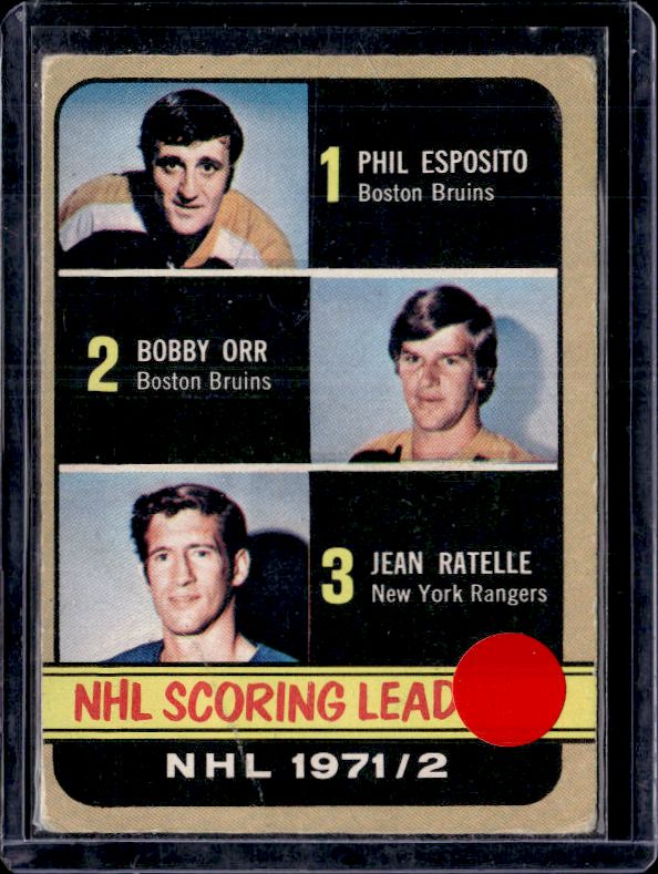 1972-73 O-Pee-Chee #280 NHL Scoring Leaders (Esposito / Orr /Ratelle)