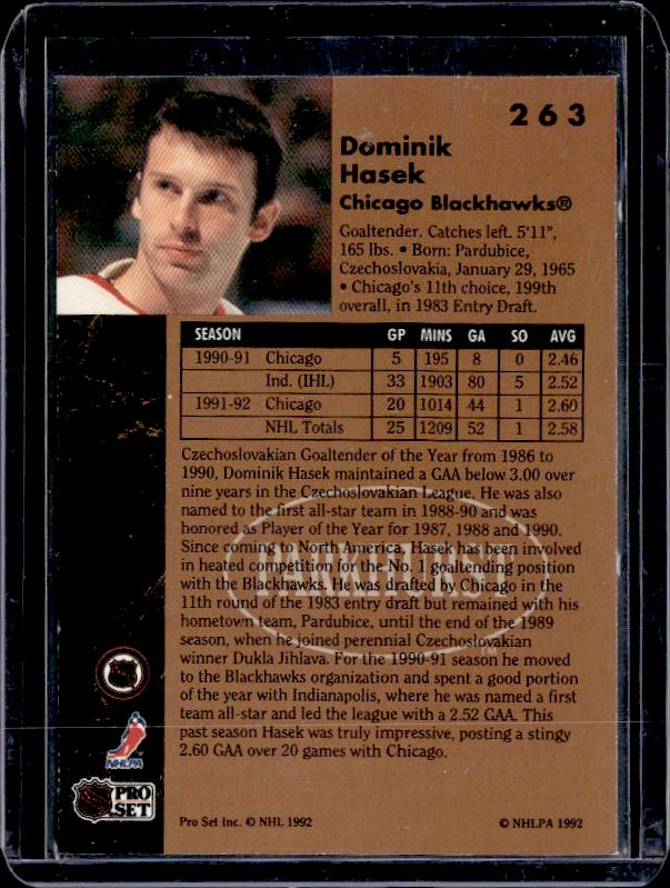 1991-92 Parkhurst #263 Dominik Hasek