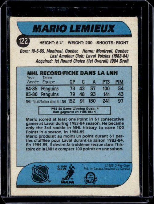 1986-87 O-Pee-Chee #122 Mario Lemieux