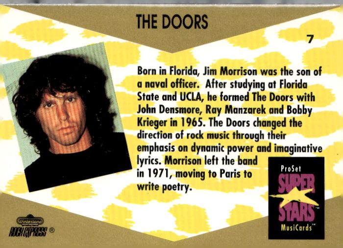 1991 Pro Set SuperStars MusiCards #7 The Doors