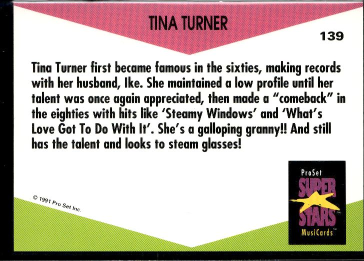 1991 Pro Set SuperStars MusiCards (UK Edition) #139 Tina Turner