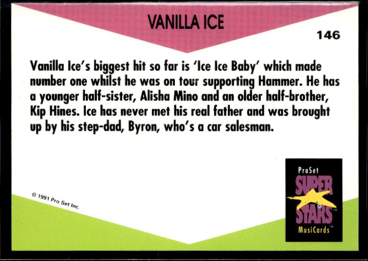 1991 Pro Set SuperStars MusiCards (UK Edition) #146 Vanilla Ice