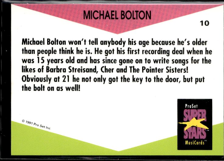 1991 Pro Set SuperStars MusiCards (UK Edition) #10 Michael Bolton