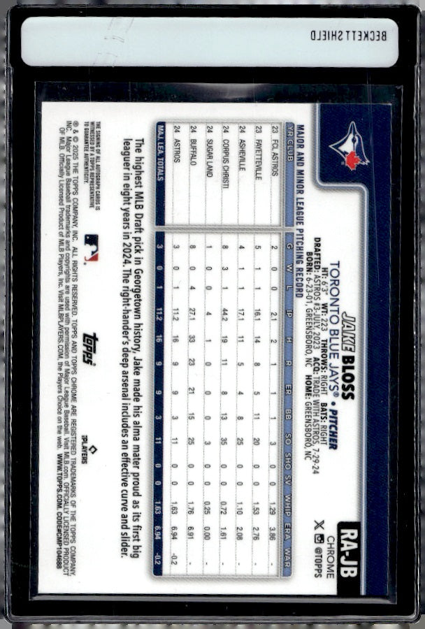 2025 Topps Chrome #RA-JB Jake Bloss Rookie Autographs