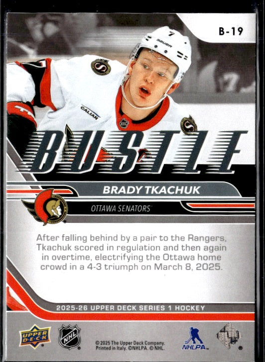 2025-26 Upper Deck #B-19 Brady Tkachuk Bustle