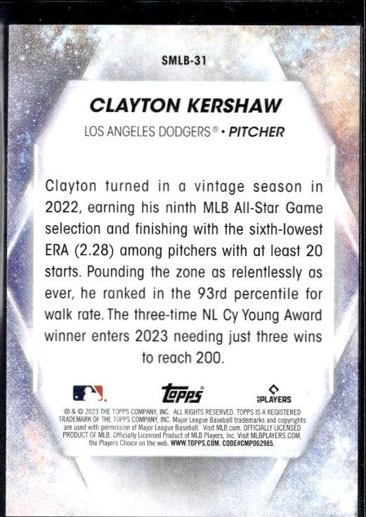 2023 Topps #SMLBC-31 Clayton Kershaw Stars of MLB Chrome