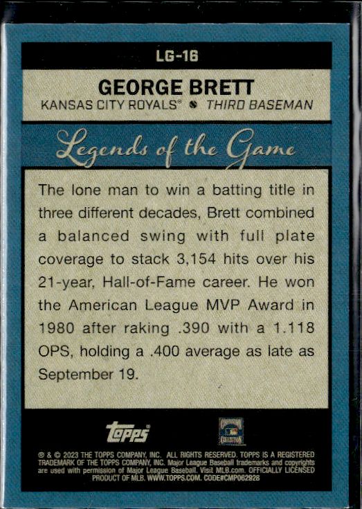 2023 Topps #LG-16 George Brett Legends of the Game Blue