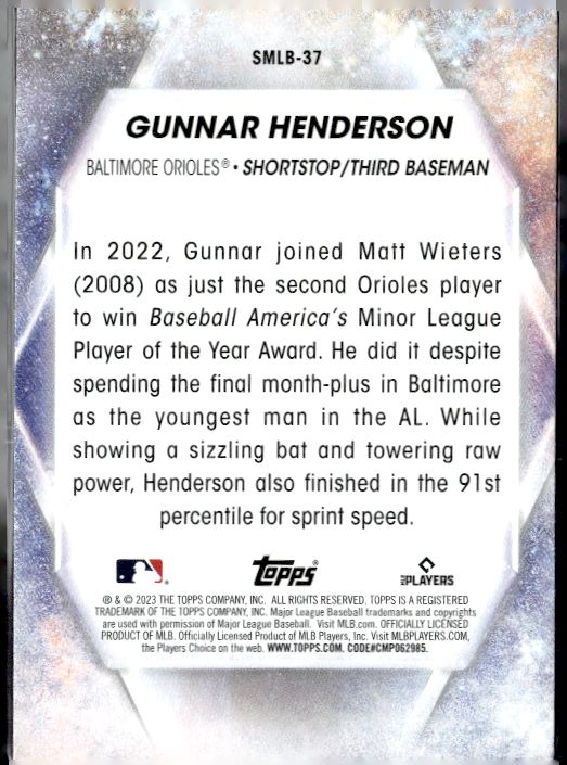 2023 Topps #SMLB-37 Gunnar Henderson Stars of MLB