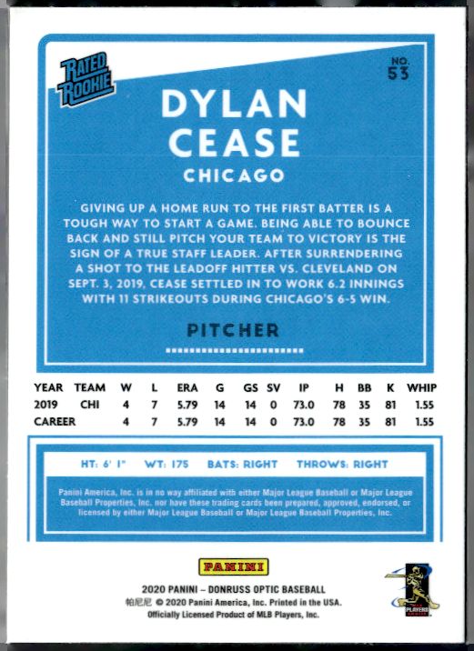 2020 Donruss Optic #53 Dylan Cease