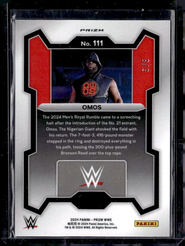 2024 Panini Prizm WWE #111 Omos Lucky Envelopes Prizms #/8