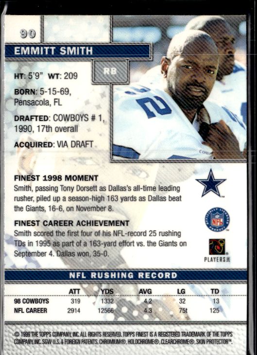 1999 Finest #90 Emmitt Smith