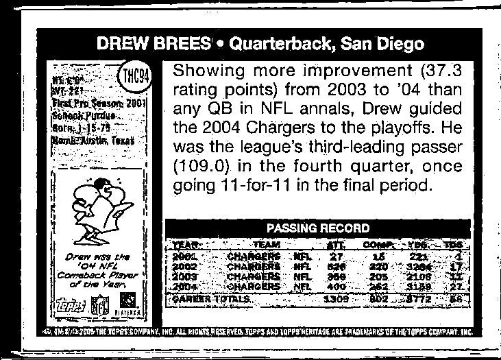 2005 Topps Heritage #THC94 Drew Brees Foil