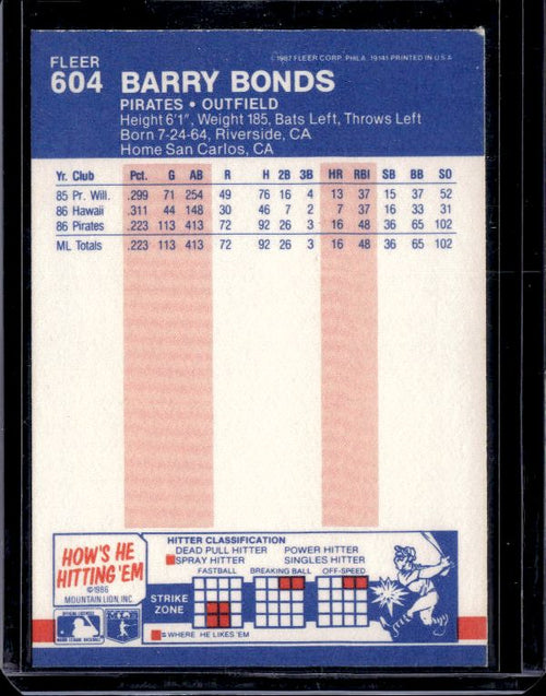 1987 Fleer #604 Barry Bonds