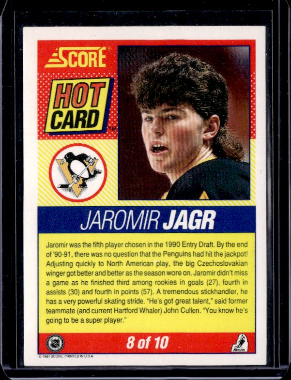 1991-92 Score American #8 Jaromir Jagr Hot Cards