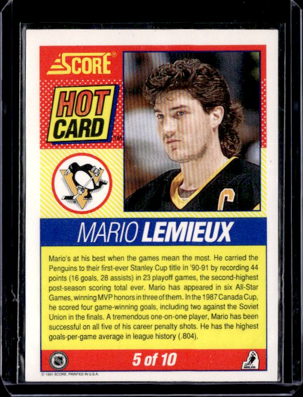 1991-92 Score American #5 Mario Lemieux Hot Cards