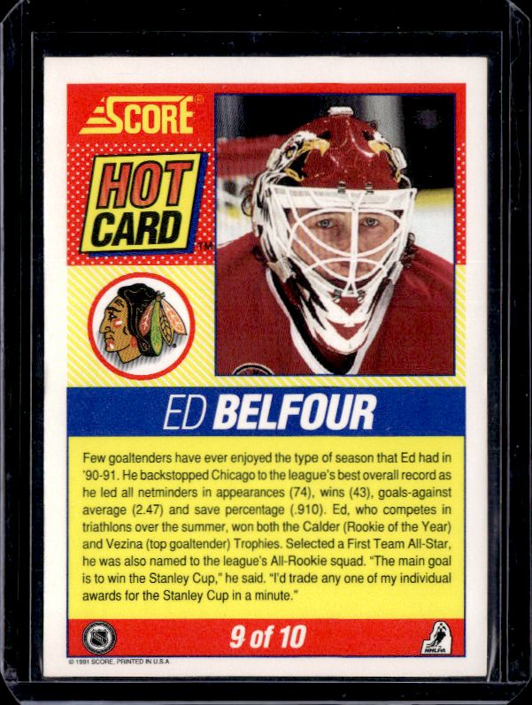 1991-92 Score American #9 Ed Belfour Hot Cards