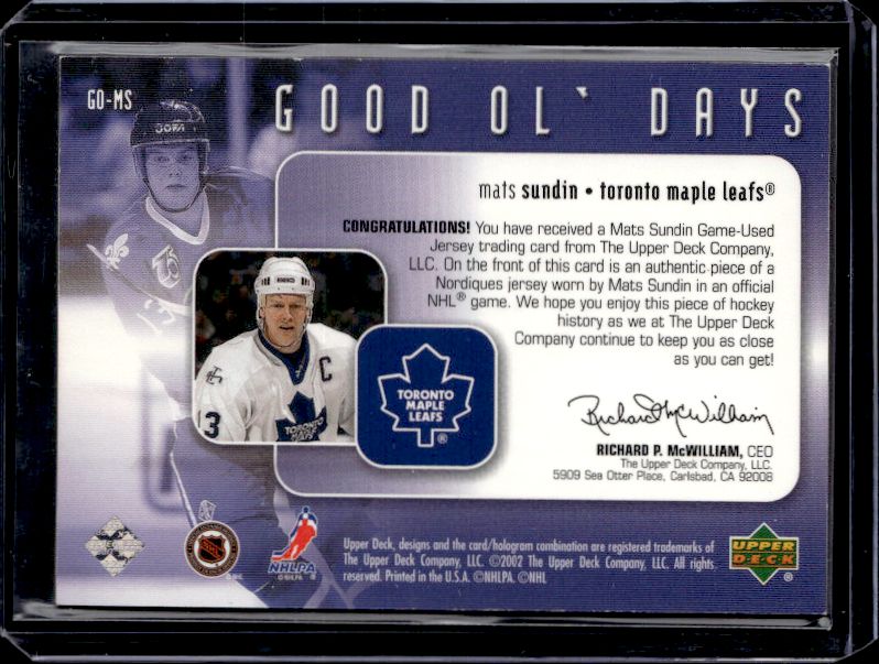 2002-03 Upper Deck #GO-MS Mats Sundin Good Ol' Days