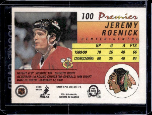 1990-91 O-Pee-Chee Premier #100 Jeremy Roenick