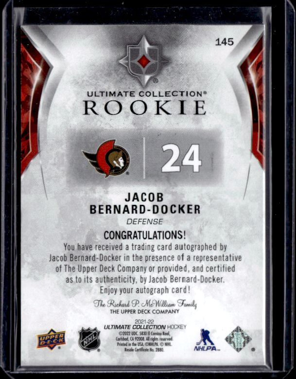 2021-22 Upper Deck Ultimate Collection #145 Jacob Bernard-Docker #/299