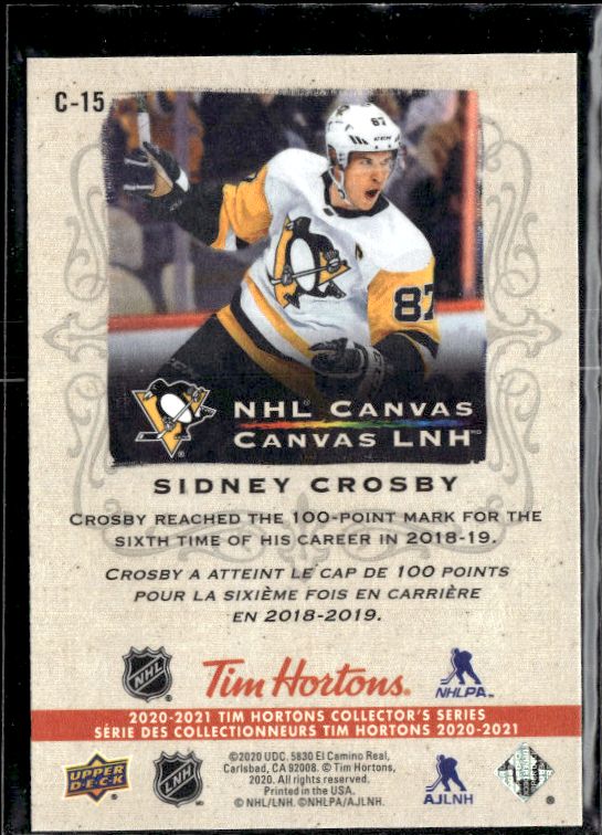 2020-21 Upper Deck Tim Hortons #C-15 Sidney Crosby NHL Canvas