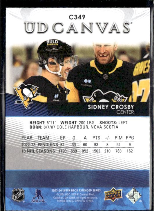 2023-24 Upper Deck #C349 Sidney Crosby UD Canvas