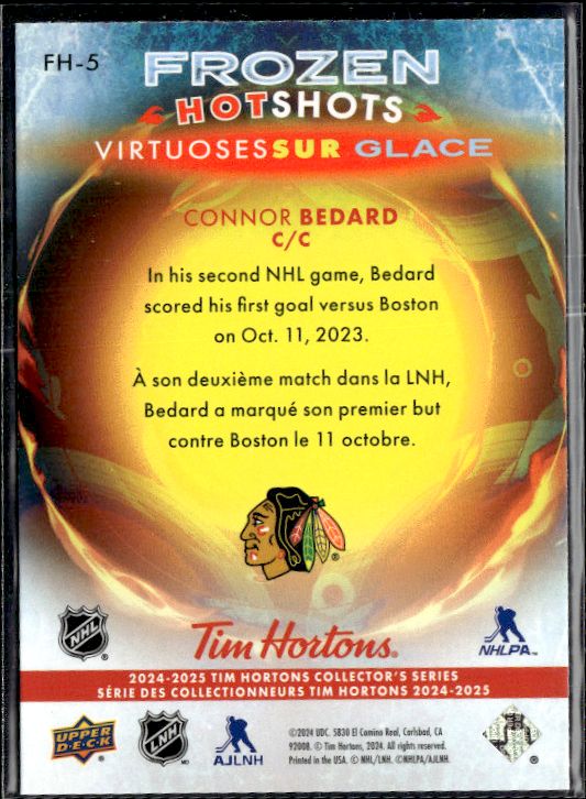 2024-25 Upper Deck Tim Hortons #FH-5 Connor Bedard Frozen Hot Shots