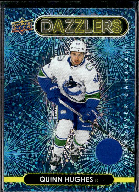 2021-22 Upper Deck #DZ-95 Quinn Hughes Dazzlers Blue