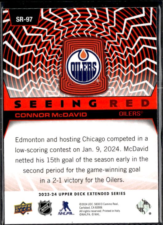 2023-24 Upper Deck #SR-97 Connor McDavid Seeing Red