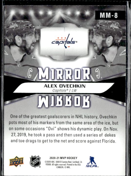 2020-21 Upper Deck MVP #MM-8 Alex Ovechkin Mirror Mirror
