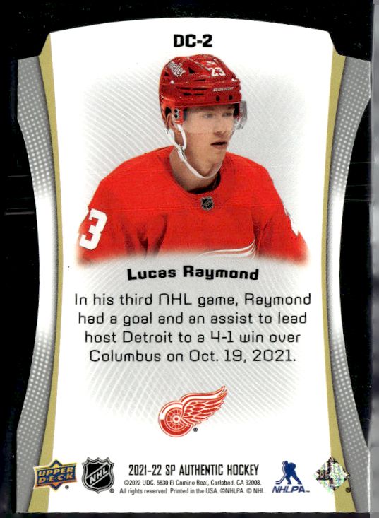 2021-22 SP Authentic #DC-2 Lucas Raymond Die Cuts