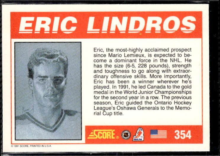 1991-92 Score Canadian English #384 Eric Lindros