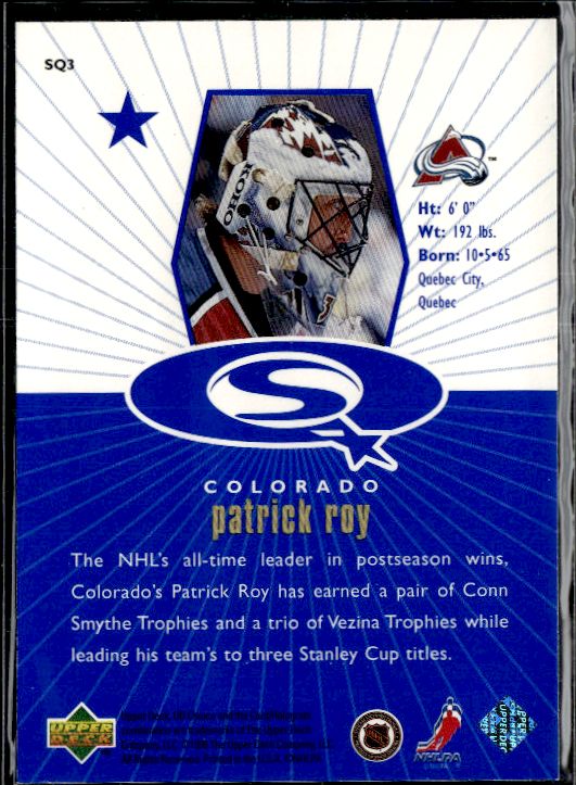 1998-99 UD Choice - StarQuest Blue #SQ3 Patrick Roy