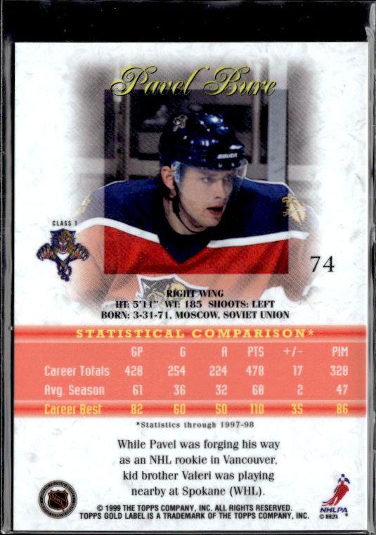 1998-99 Topps Gold Label #74 Pavel Bure