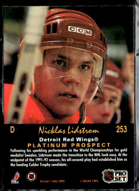 1991-92 Pro Set Platinum #253 Nicklas Lidstrom