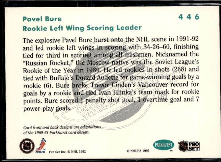 1991-92 Parkhurst #446 Pavel Bure