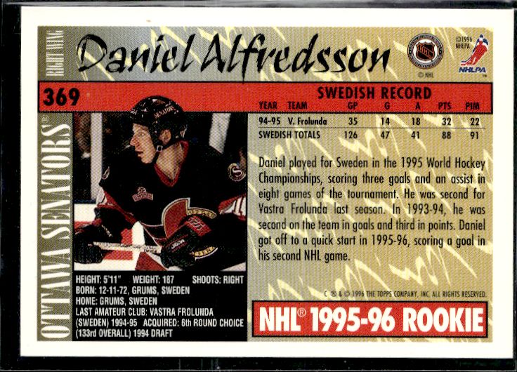 1995-96 Topps #369 Daniel Alfredsson