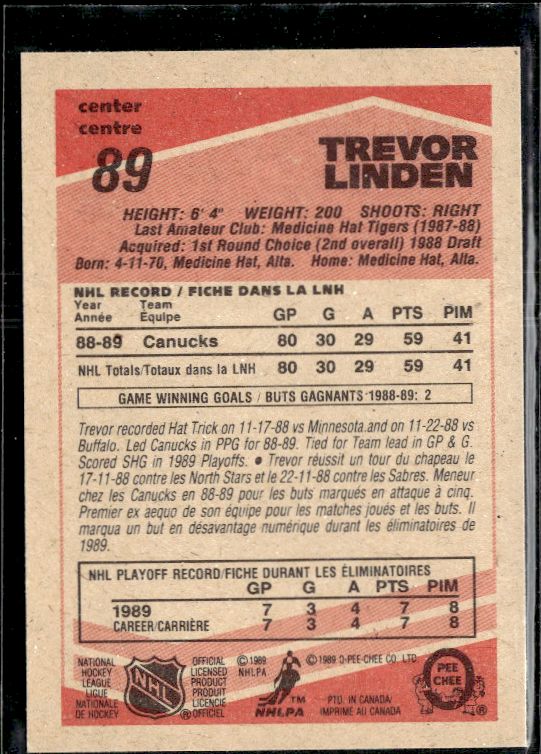 1989-90 O-Pee-Chee #89 Trevor Linden