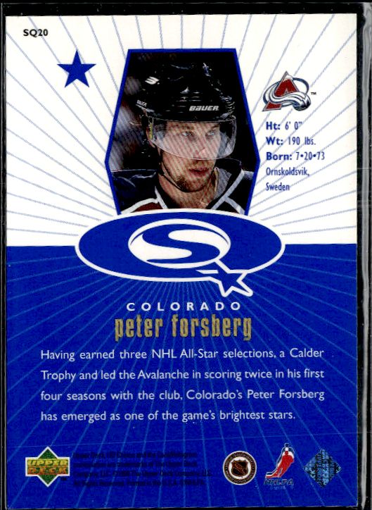 1998-99 UD Choice - StarQuest Blue #SQ20 Peter Forsberg