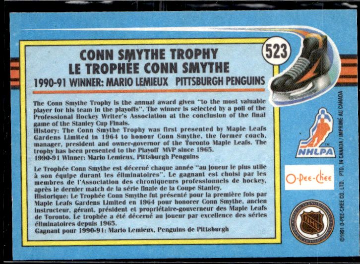 1991-92 O-Pee-Chee #523 Mario Lemieux