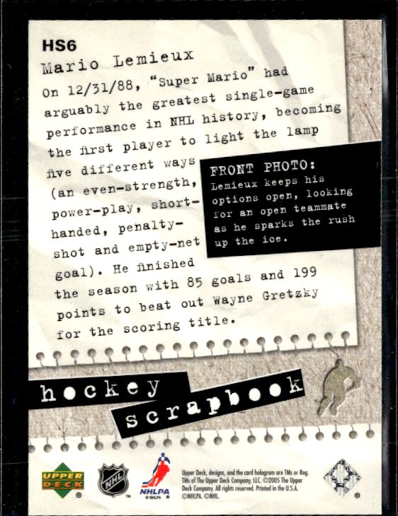 2005-06 Upper Deck #HS6 Mario Lemieux Hockey Scrapbook