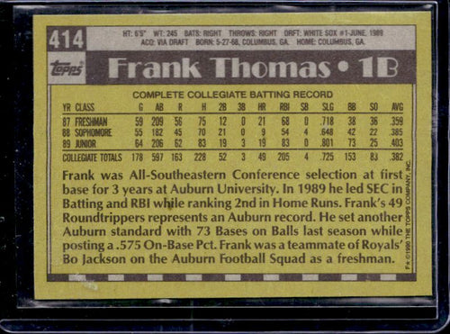 1990 Topps #414 Frank Thomas