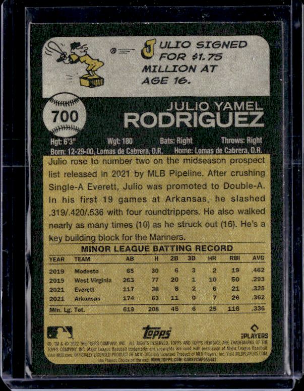 2022 Topps Heritage #700d Julio Rodriguez